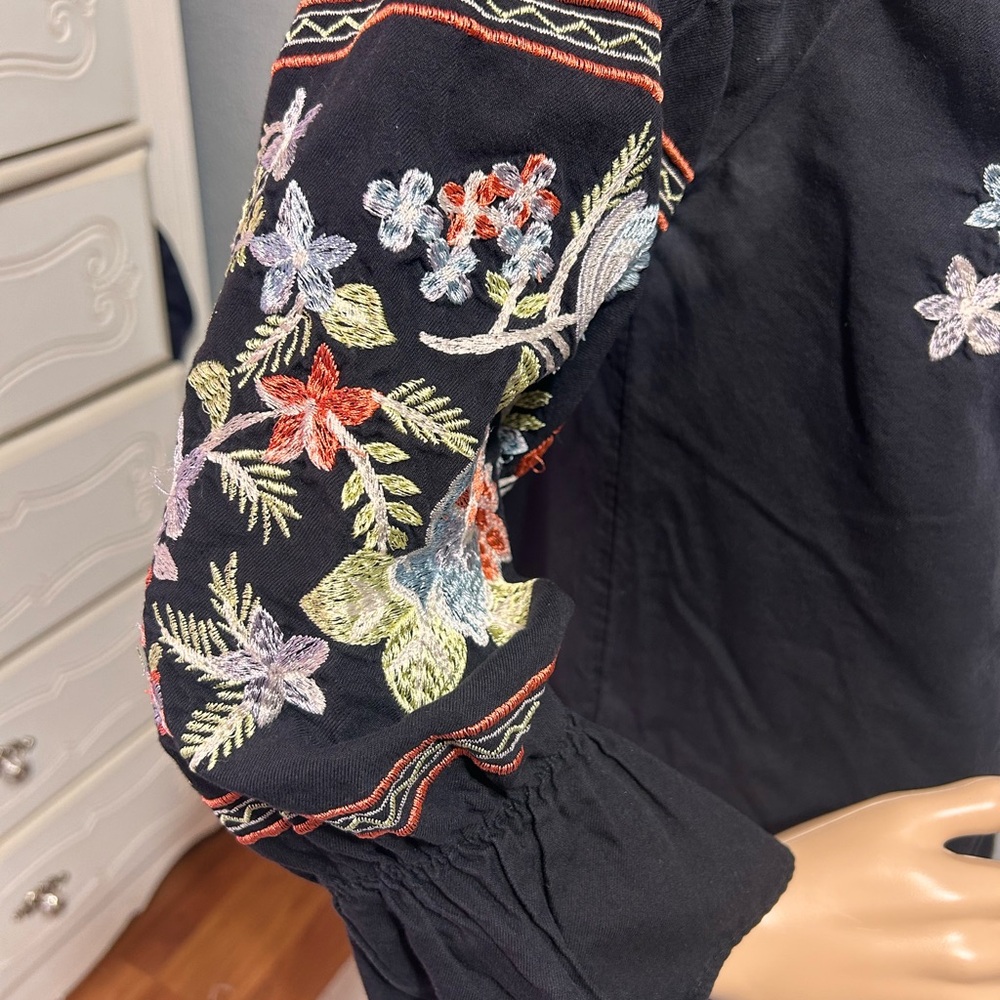 Free People Flour de jour embroidered off the shoulder mini dress size xs - Picture 6 of 11